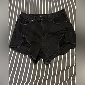 Kendall and Kylie Black Ripped Jean Shorts